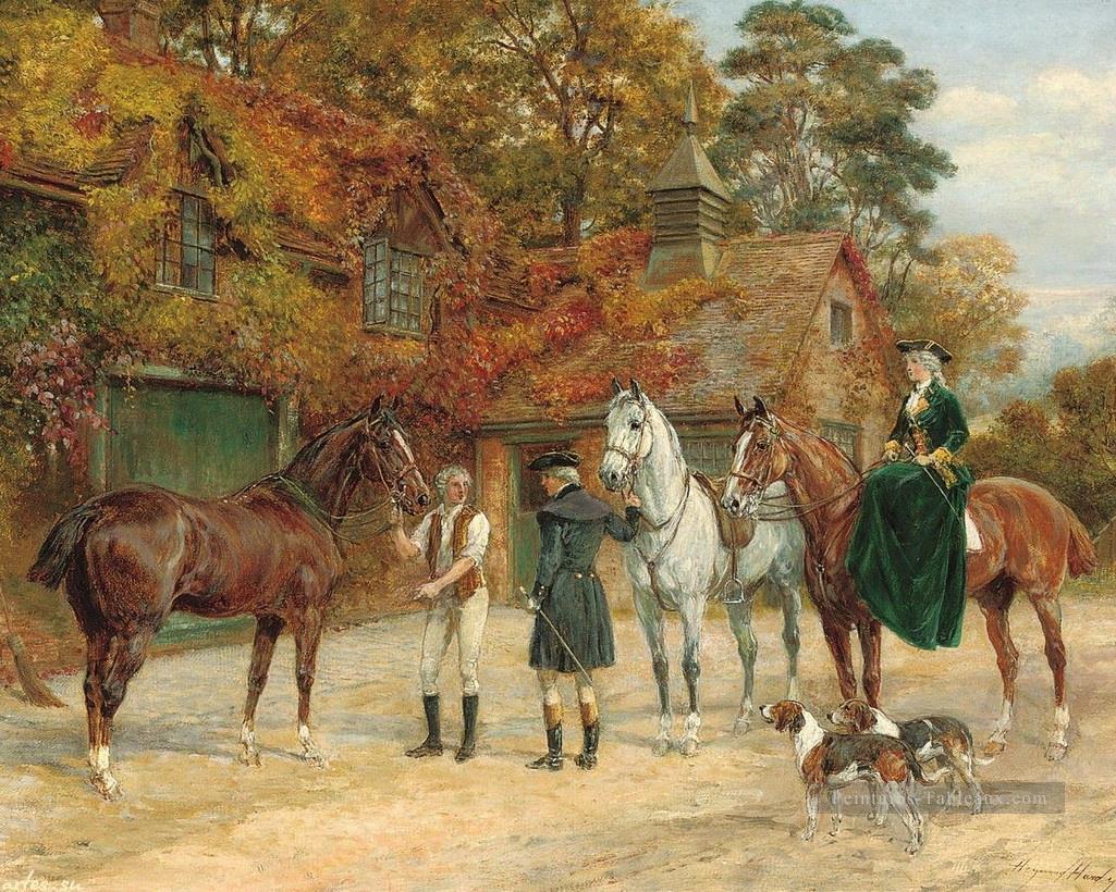 changer de cheval Heywood Hardy équitation Peintures à l'huile